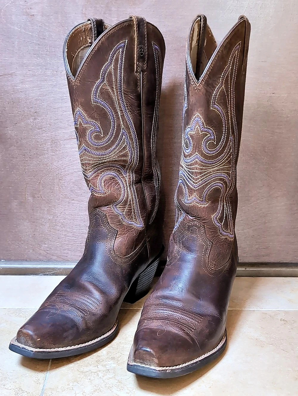 Ariat Round Up Western Heeled Cowgirl Boots Brown US 9.5 B